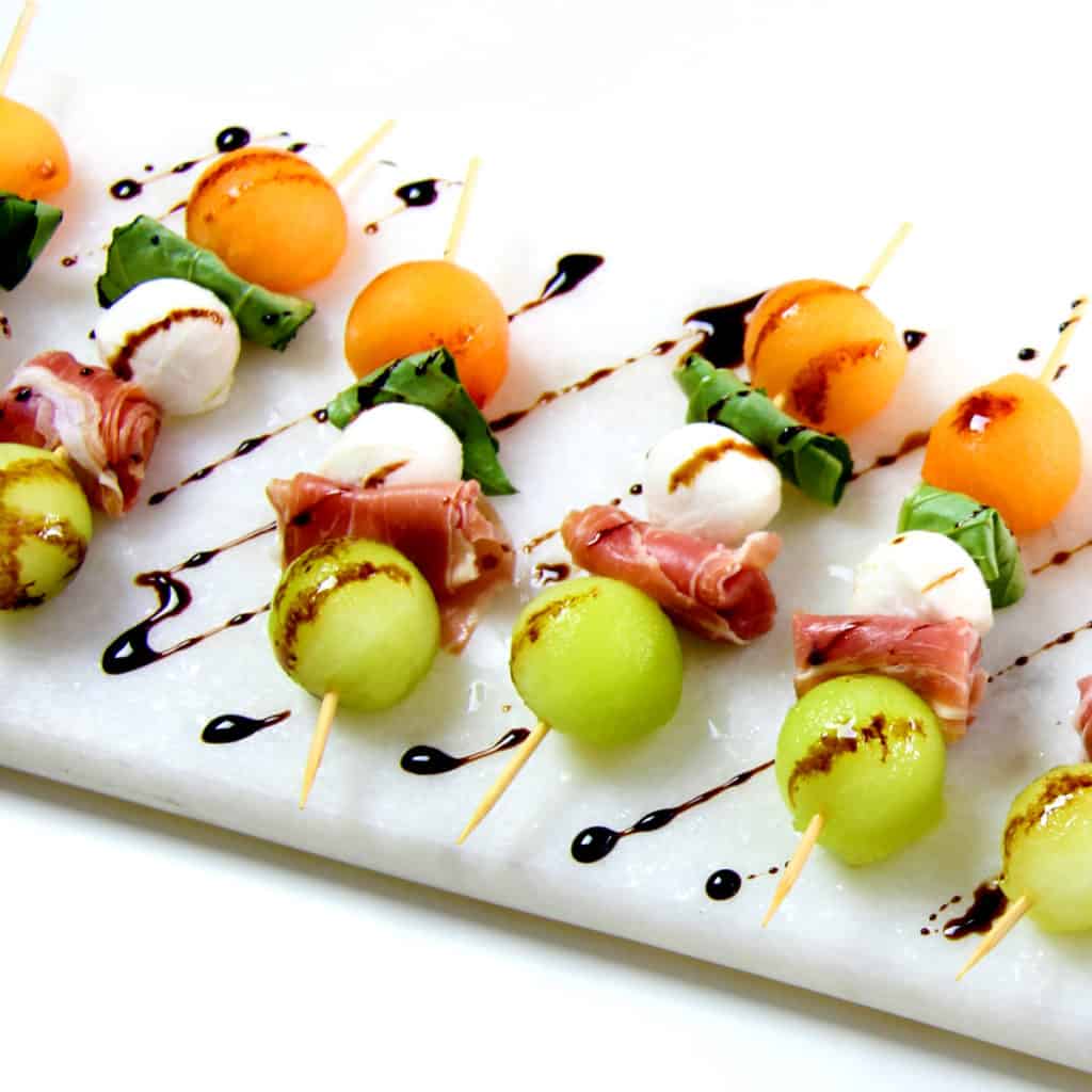 Easy Mozzarella Melon Prosciutto Skewers