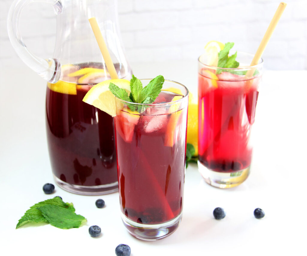 Homemade blueberry iced tea