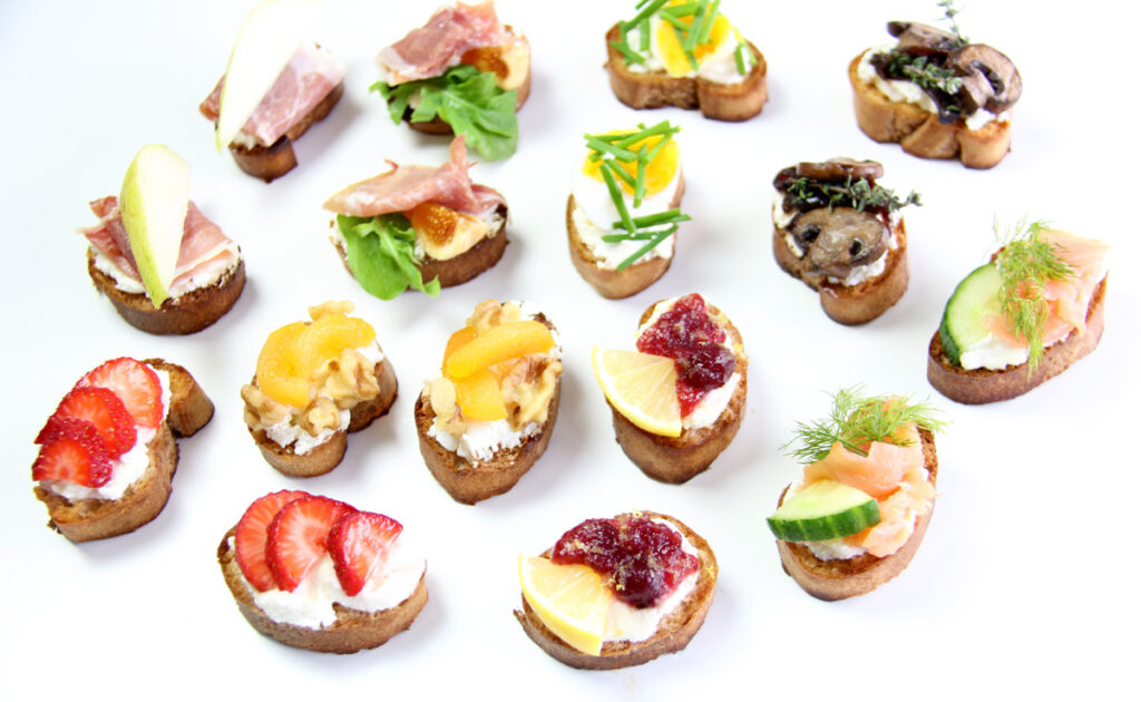 Eight gluten free canape options
