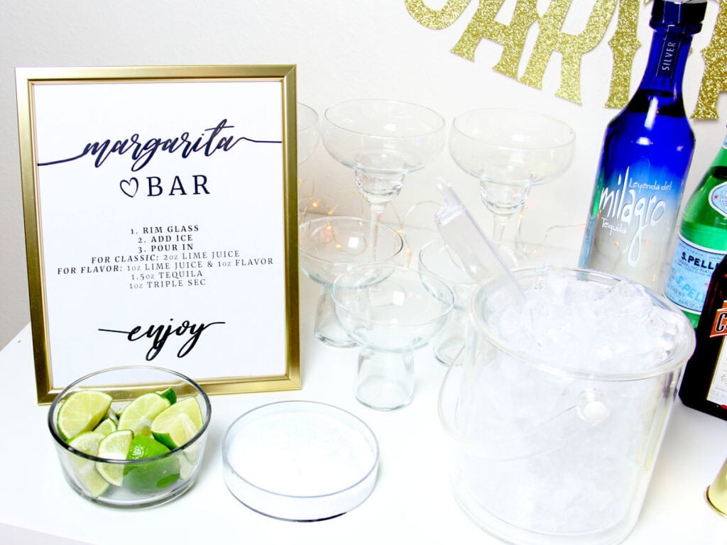 Sign and instructions for a margarita bar