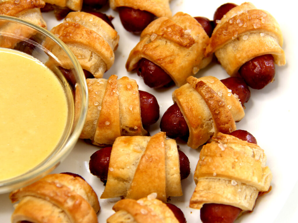Gluten Free Pigs in a Blanket with Honey Mustard Dipping Sauce