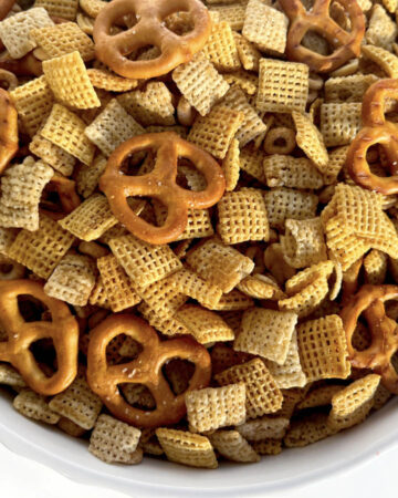 Gluten free chex mic close up from top.