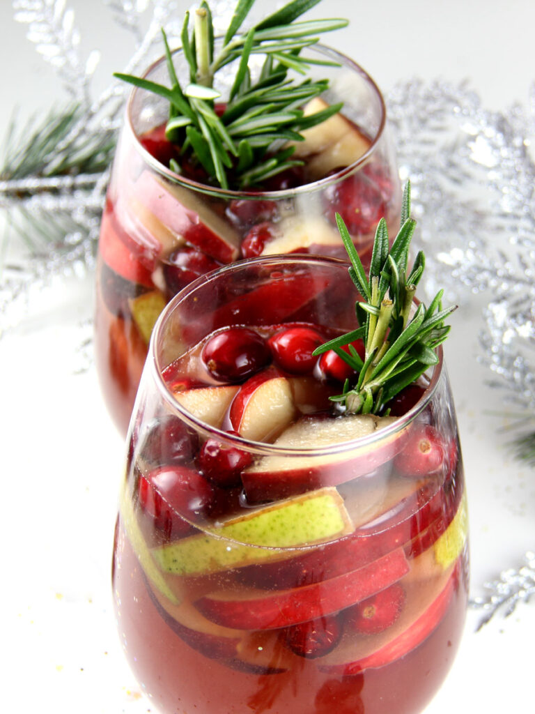 White Christmas Sangria from a front view.