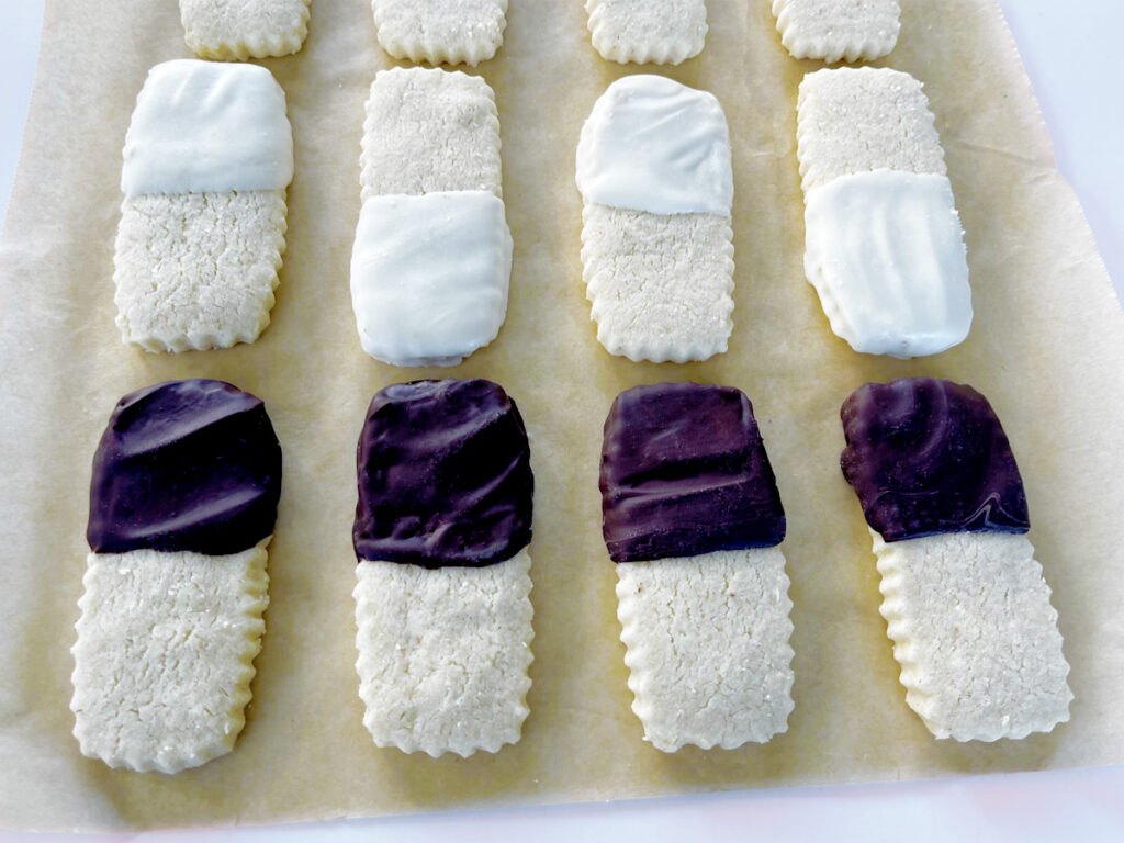 Gluten Free Shortbread Cookies on parchment paper.