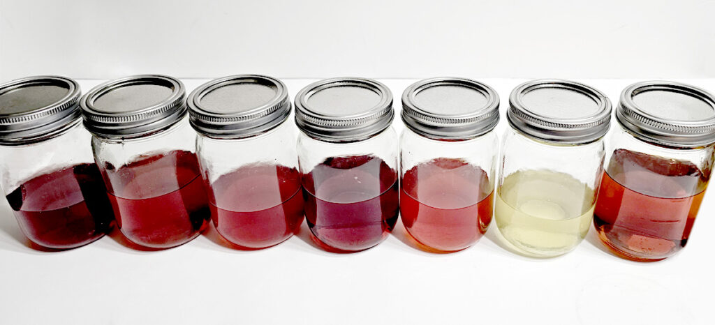 Mixed berry, cherry strawberry vanilla, rainbow fruit punch, cherry, strawberry, mango peach, and apple cinnamon vodka infusions with fruit removed
