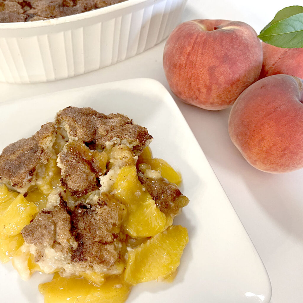 Easy Gluten Free Peach Cobbler with fresh peaches