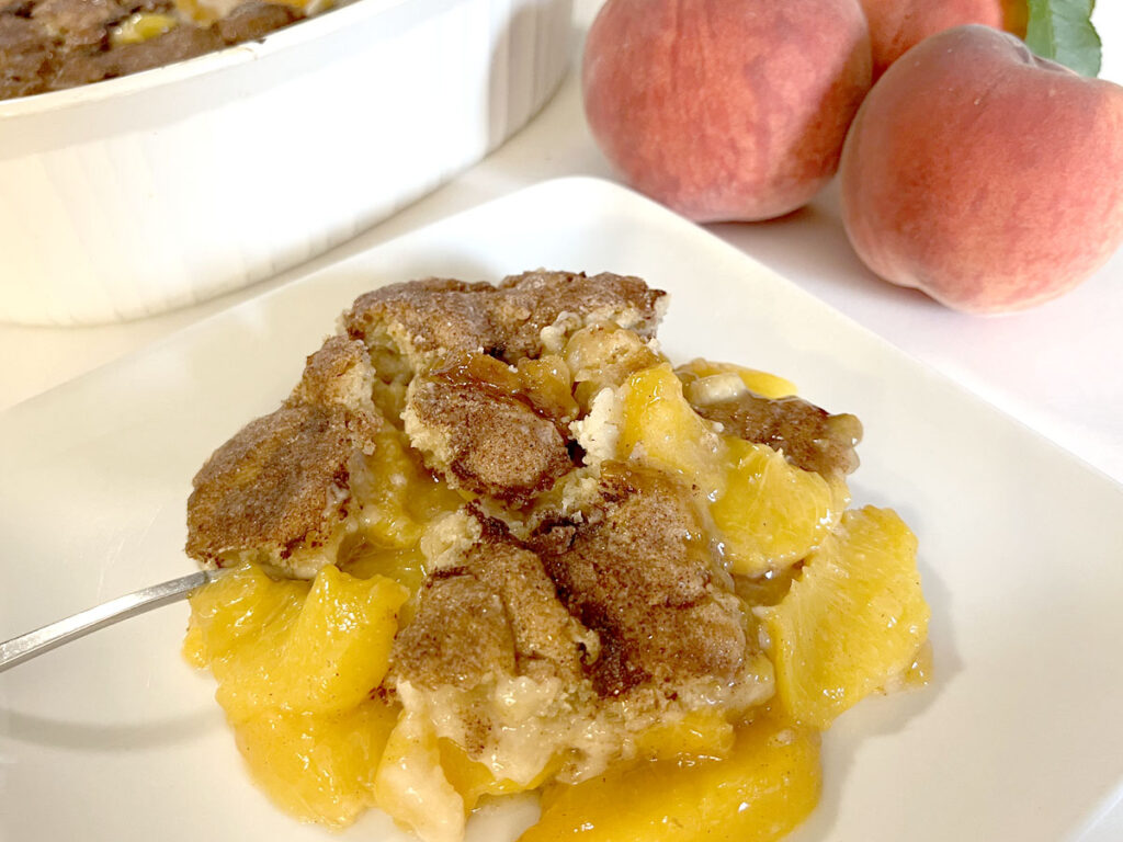 Easy Gluten Free Peach Cobbler with fresh peaches