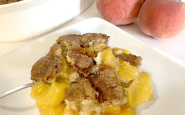 Easy Gluten Free Peach Cobbler with fresh peaches