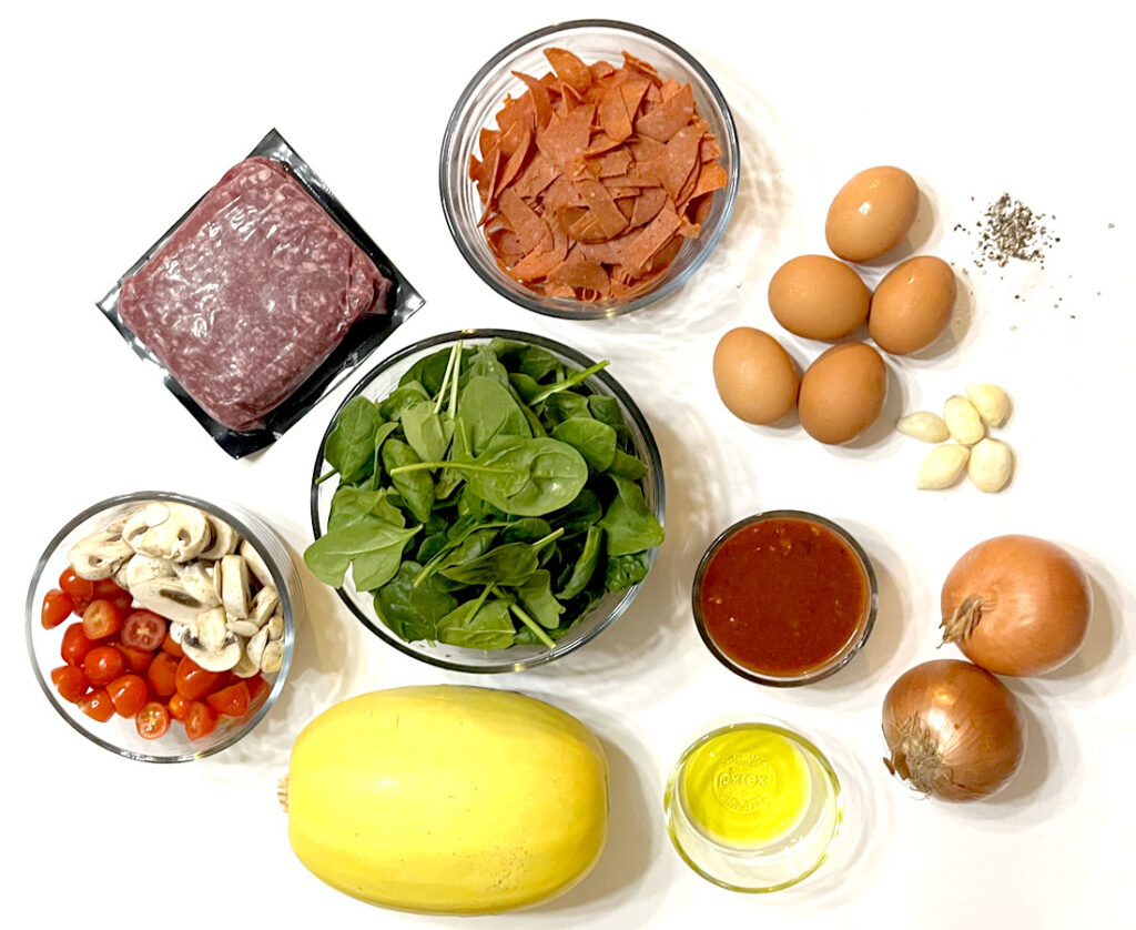 Ingredients for Spaghetti Squash Bake (Pizza Casserole)