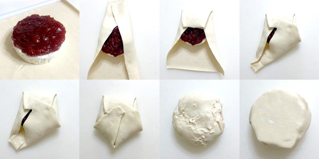 Gluten Free Puff Pastry Wrapped Around Brie Cheese Covered in Jam