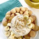 Banana Pudding Dip with Blue Napkin and Dippers
