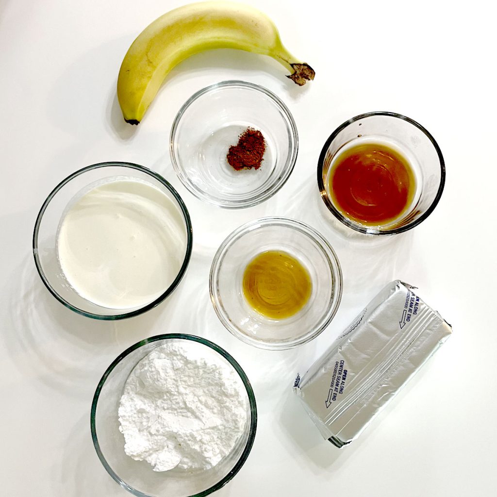 Banana Pudding Dip with Pink Napkin and Dippers Ingredients